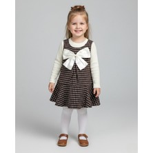 Ege Bebek Kız Çocuk Bayramlık Ekoseli Jileli ve Badili 3-4-5-6-7 Yaş Şık Elbise