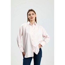 İVRESSE Oversıze Saten Gömlek Pembe
