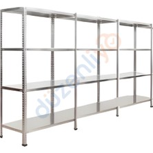 Düzenliyo 4 Katlı 3 Üniteli Galvaniz Çelik Raf 31X279X200 cm – Depo, Arşiv, Kiler ve Market Rafı