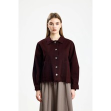 IVRESSE PAMUKLU GABARDİN CEPLİ FIT CEKET BORDO