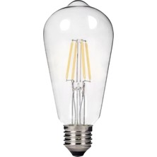 Ecolite 7W LED Fılament ST64 Ampul 220V Şeffaf Cam 900 Lümen 15.000 Saat Ömür 2700K