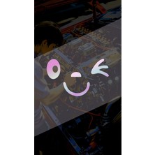 Gülen Yüz Yan Aynalara Uyumlu 10X6CM Araba-Motosiklet Cam Etiket Hologram Seçenekli Sticker Etiket