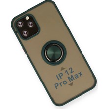 Renklime Newface iPhone 12 Pro Max Kılıf Montreal Yüzüklü Silikon Kapak - Yeşil