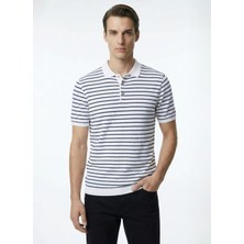 Fabrika Lacivert Erkek Slim Fit Çizgili T-Shirt F6SM-TST 2075