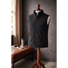 Vatan Tekstil Dik Yaka Slim Fit 3 Cepli Softshell Erkek Yelek Su Itici Kumaş