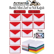 Artlantis Kırmızı Mini Zarf 7x9 cm Not Kağıtlı 20 Adet Küçük Kırmızı Zarf Mektup Oyun Zarfı Doğum Günü Dilekleri Zarfı Canlı Renk