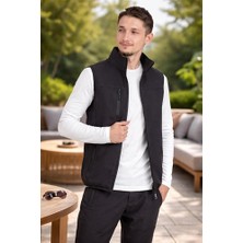 Vatan Tekstil Dik Yaka Slim Fit 3 Cepli Softshell Erkek Yelek Su Itici Kumaş