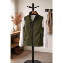 Vatan Tekstil Dik Yaka Slim Fit 3 Cepli Softshell Erkek Yelek Su Itici Kumaş