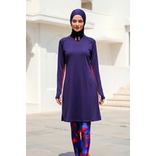 Marina Tam Kapalı Tesettür Mayo Lacivert Likralı 3 Parça M2231