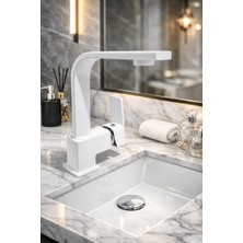 Musluq Beyaz Lavabo Kare Batarya-Eviye Batarya