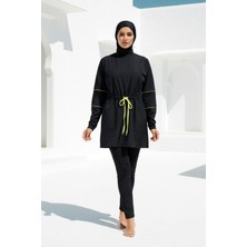 Marina Tesettür Mayo Tam Kapalı Neon Biye Detaylı Paraşüt Likralı 3’lü Set M2272