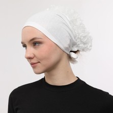 Sensu Önü Dikişli Arkadan Bağlamalı Topuz Dantelli Fırfırlı Tesettür Iç Bone