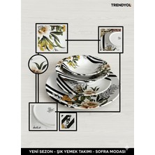 Lumindra 6 Kişilik Modern Çizgili /  Desenli 24 Parça Porselen Yemek Seti