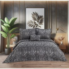 Calantha Home Collection Nevada 4 Parça Gri Çift Kişilik Çiçekli Yatak Örtüsü Seti  240 x 260 cm