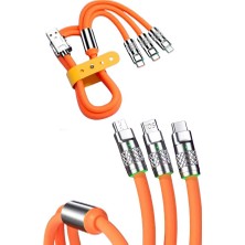 Indispensablely Çoklu Şarj Kablosu USB Type-C Ios Uyumlu 120W Hızlı Şarj Kablosu