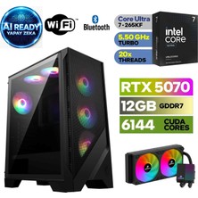 MSI Şafak-Gaming Pc | Yapay Zeka Destekli |intel Core Ultra 7 265KF | Rtx 5070 12GB | 64 GB Ddr5 Ram | H810 Anakart | 1tb Nvme 5000 4000 | 240MM Sıvı Soğutma