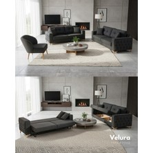 Nola Koltuk Takımı 3 3 1 & Bazalı Yataklı Koltuk - Antrasit Keten Kumaş