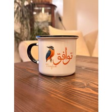 Letbil Reklam Uçan Kuş Figürlü Osmanlıca Tevafuk Yazılı Enamel Kupa Bardak