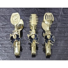 Atabey Home Gold Servis Maşa Seti 3'lü Siyah Kelebek/makarna/pasta/yemek/sunum Maşası Titanyum