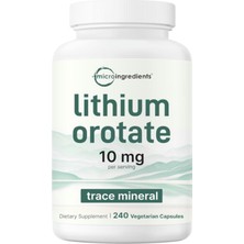 Micro Ingredients Lithium Orotate 10MG, (1 Capsul 5mg) 240 Veggie Capsul  High Bioavailability Trace Mineral  Brain Mood Support