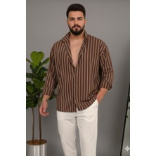Tarz Cool Erkek Iki Çizgili Regular Relaxed Fit Uzun Kollu Gömlek