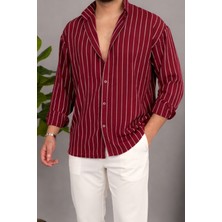 Tarz Cool Erkek Iki Çizgili Regular Relaxed Fit Uzun Kollu Gömlek