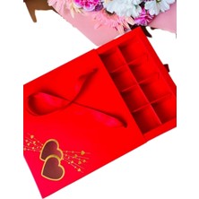 16 Bölmeli Çanta Model Bonbon Çikolata Kutusu-Gold Yaldız Kalp (5 Adet)