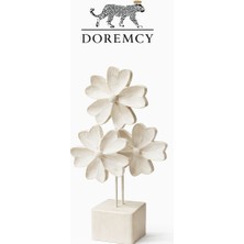 Doremcy 3’lü Çiçek Biblo Dekoratif Obje 25X14 cm Polyester Masaüstü Salon Aksesuarı
