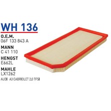 Wunder Filter Audı A3 ve Cabrıolet Uyumlu Hava Filtresi Wh 136