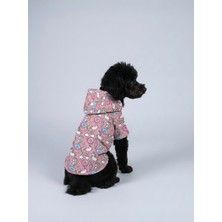 Kedi ve Köpek Kıyafeti & Elbisesi & Yağmurluğu - Lila Unicorn Baskılı Fileli Yağmurluk