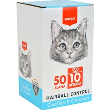 Wanpy Morina Balığı-Tavuk Kedi Ödülü 60X14 gr ( Hairball Control ) 60'lı Kutu