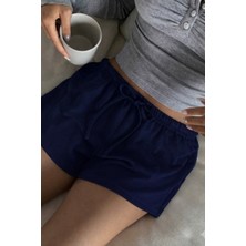 Tarz Cool Kadın Siyah Pamuklu Beli Lastikli Günlük Rahat Şort