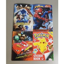 Ada Çanta Kırtasiye 4 Adet Stickerli Boyama Kitabı (Sonic3/örümcek Ad./arabalar/pocemon) AD838337