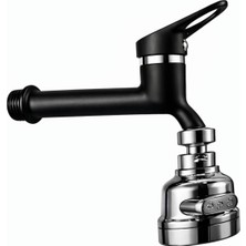 Musluq 3 Fonksiyonlu Hareketli Başlıklı Siyah Krom Uzun Lavabo Wc Musluğu - Uzun Musluk