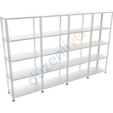 Düzenliyo 5 Katlı 4 Üniteli Galvaniz Çelik Raf 31X300X200 cm – Depo, Arşiv, Kiler ve Market Rafı