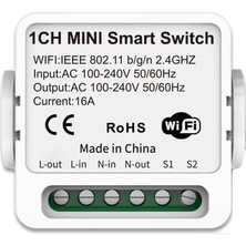 bilteknik Tuya 1ch Wifi Tekli Akıllı Anahtar Rölesi 16A