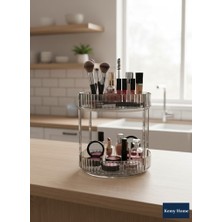 Kemy Home Döner Yuvarlak 2 Katlı Makyaj Düzenleyici – Çok Bölmeli Kozmetik Organizer