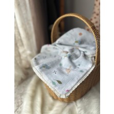 Gökçe Cotton Müslin Bebek Örtüsü Organik %100 Pamuk El Işlemesi,çift Kat