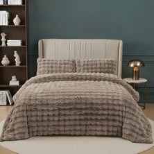Nevore Home Ultra Soft Peluş Bej Çift Kişilik Yatak Örtüsü Seti 220x240 cm – Yumuşak Dokulu