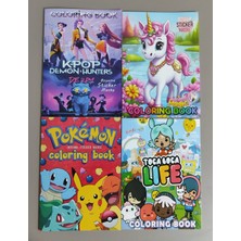 Ada Çanta Kırtasiye 4 Adet Stickerli Boyama Kitabı (Kpop/unicorn/pocemon/tocaboca) AD33310