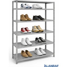 Alanraf 6 Katlı Galvaniz Çelik Gri Renkli Ayakkabılık Rafı 31X75X200CM