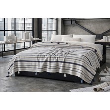 Orbit Pamuklu Çift Kişilik Pike ve Yatak Örtüsü - 220X240 cm Dokuma, Püsküllü, Çizgili Tasarım, Makinede Yıkanabilir