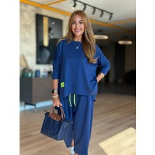 Drgy Kadın Iki Iplik Viskon Pamuk Kumaş Arma Detaylı Ikili Takım