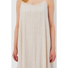 Drgy Askılı Uzun Çan Elbise - Natür