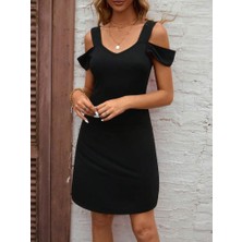 Drgy Kadın Askılı Soğuk Omuz Detaylı Modal Elbise