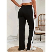 Drgy Kadın Yüksek Bel Yan Şerit Detaylı Yırtmaçlı Viskon Iki Iplik Pantolon