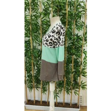 Drgy Kadın Uzun Kollu V Yakalı Leopar Baskılı Şardonlu Dalgıç Bluz