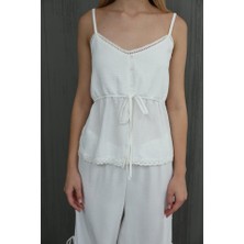 Drgy Fiyonklu Bluz Takım - Beyaz