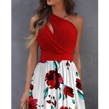 Drgy Kadın Tek Omuzdan Askılı Damla Detaylı Üst Dalgıç Alt Süprem Maxi Elbise