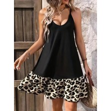 Drgy Kadın Ip Detaylı Kısa Elbise Askılı Yuvarlak Yakalı Viskon Etek Süprem Elbise